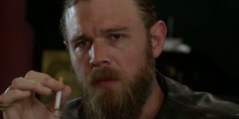 Opie holds a cigarette in Sons Of Anarchy